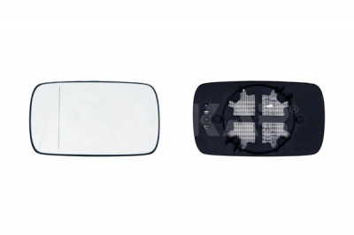 Geam oglinda exterioara cu suport fixare Bmw Seria 3 (E46), Coupe/Cabrio, 05.1999-09.2006, Stanga, incalzita; geam asferic; cromat foto