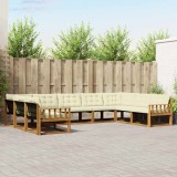 vidaXL Set de canapele de exterior cu pernă 9 pcs Natural și Crem 3369837