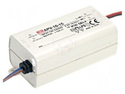 Alimentator pulsatoriu LED 15W 15V DC 1A 90-264V AC 127-370V DC foto