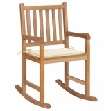 Scaun Balansoar vidaXL, Lemn Tec, Perne Crem, 58x92.5x106cm, Interior/Exterior, Relaxare Gradina