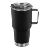 Pahar Termos, Model Negru Mat, Capacitate 845ml, Oțel Inoxidabil, Capac Transparent, Cu M&acirc;ner, Oem