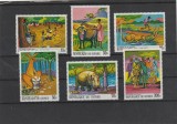 Guinea 1968 - Fauna, Legende africane, serie 6 valori, dantelate, MNH, Mi.480 A- 485 A