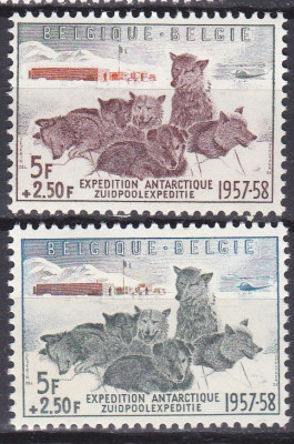 DB1 Expeditia Antarctica Caini 1957 Belgia 2 v. MNH foto