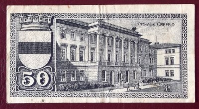 Germania notgeld 50 pfennig 1920 Crefeld ** foto