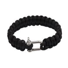 Bratara supravietuire IdeallStore&reg;, Military Surplus, paracord, 24 cm, negru