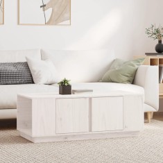 vidaXL Măsuță de cafea, alb, 110x50x40 cm, lemn masiv de pin 814430