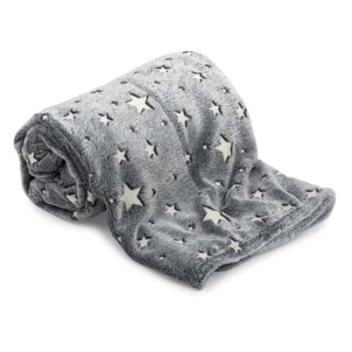 Patura pufoasa, cu stelute fosforescente, dimensiuni 120X150 cm, moale si confortabila, gri