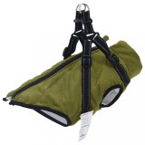 VidaXL Haină c&acirc;ini cu ham impermeabilă reflectorizantă, verde kaki L32