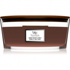 Woodwick Smoked Walnut & Maple lumânare parfumată cu fitil din lemn (hearthwick) 453,6 g