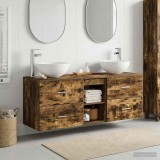 Cumpara ieftin Set dulap baie 3 buc. Stejar fumuriu 129 x 41 x 80 cm