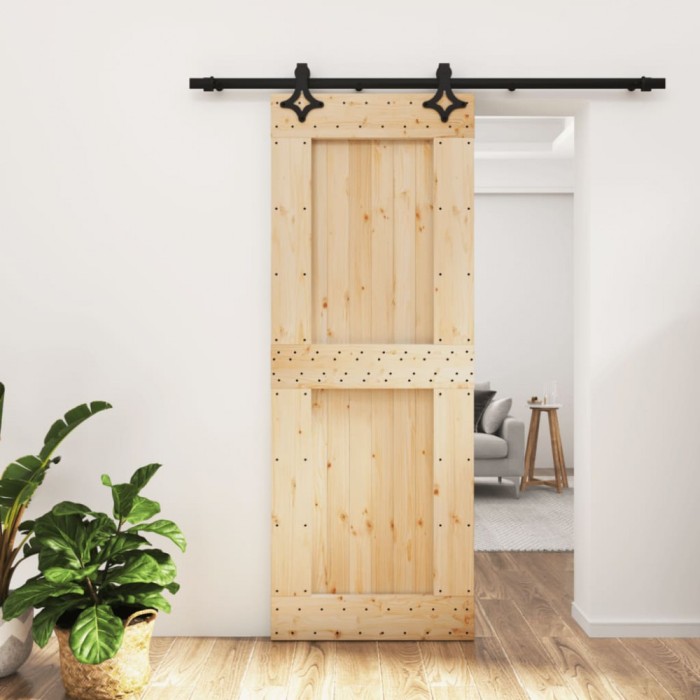 Ușă glisantă cu set de feronerie 80x210 cm, lemn masiv de pin