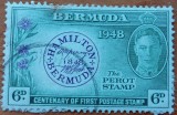 Colonie-Britanica-1988-''BERMUDE-KING-GEORGE VI-Centenarprim timbru din colonie''-LOT -1Val.''-STAMPIL--VEZI SCAN