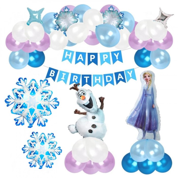 Set arcada cu baloane Elsa si Olaf - Happy Birthday, KidMania&reg;, 21 bucati