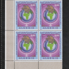 Algeria 1974-Centenar U.P.U.,1874-1974,serie in bloc 4,colt,dantelate,MNH,Mi.631