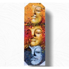 Tablou pictat manual 3 Faces Buddha Tip 2, L