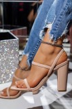 CH24-5112 Sandale casual cu toc gros si varf dreptunghiular