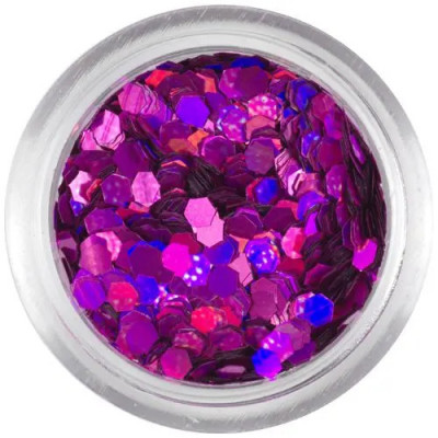 Hexagoane roz-violet cu luciu holografic, 2mm foto