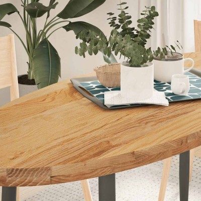 vidaXL Blat de masă maro deschis 140x60x4 cm lemn masiv de stejar oval foto