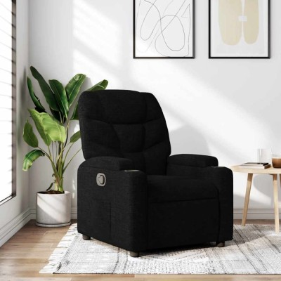 vidaXL Fotoliu rabatabil, negru, material textil foto