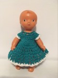 Papusa, papusica veche, vintage, Cehia anii 60, design Libuse Niklova, bebelus, bebe, cauciuc, 18 cm