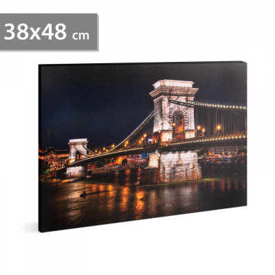 Tablou cu Iluminare LED, Podul cu Lanturi, Baterii 2xAA, 38x48cm foto