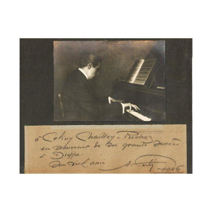 Pianistul A. Certy, fotografie + dedicație olografă, 1926