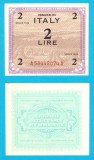 Italia (pick M11) 2 Lire 1943 aUNC; serie: A58448074A; Prima variantă, cu text doar &icirc;n engleză