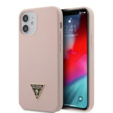 Cumpara ieftin Husa Cover Guess Silicone Metal Triangle pentru iPhone 12 Mini Light Pink