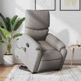 vidaXL Fotoliu rabatabil de masaj cu ridicare, gri taupe, textil
