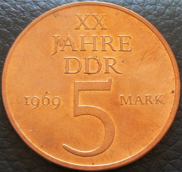 Moneda aniversara 5 MARCI / MARK - RD GERMANA (DDR), anul 1969 *cod 873 A