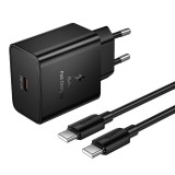 Incarcator Retea Cu Cablu USB-C HOCO N77, 45W, 3A, 1 x USB-C, Negru