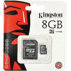 Card memorie kingston micro sdhc 8gb clasa 4 + adaptor sd, blister foto