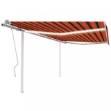 VidaXL Copertină retractabilă manual cu LED, portocaliu/maro 4,5x3 m