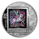 Polonia 10 zloti 2008 450 YEARS POST SERVICE14,14 g Argint .925, cu holograma