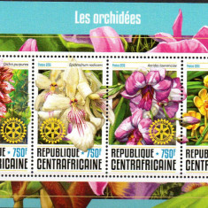 Centrafricana 2016, Orhidee, Rotary, Flora, serie neuzata, MNH