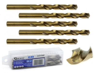 Set burghie pentru metal cu cobalt HSS 10,5mm 5 piese, GEKO G37105 foto