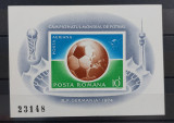 Romania 1974 - Colita C.M. de fotbal Germania MNH