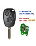 CHEIE CU CIP SI TELECOMANDA DACIA LOGAN PCF7961M 3 BUTOANE LAMELA HU136 AutoProtect KeyCars, Oem