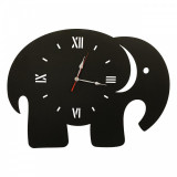 Ceas de perete metalic Krodesign Elephant, diametru 70 cm, negru, VivaTechnix