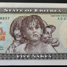 Bancnota exotica 5 NAFKA - REPUBLICA ERITREEA, anul 1997 * Cod 948 B = UNC