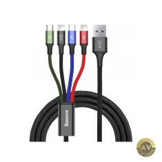 Cablu Incarcare USB-A - 2 x Lightning / microUSB / USB-C Baseus Rapid 4in1 20W 1.2m Negru CA1T4-A01