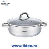 Cratita cu manere si capac Klausberg KB 7173, 26 cm, 4.6 L, Fund gros, Inox