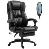 Vinsetto Scaun Birou cu Masaj, &Icirc;nclinare, Piele Artificială, Negru, 68.5x68.5x119-127cm, Confort Sporit | Aosom Romania