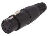 Mufă XLR Mamă 4 Pin Lipire Argintat Neagră