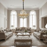 Candelabru din Cristal REINA Magno, 6xE14, D60 cm, Auriu, Metal si Cristal