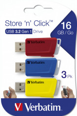 Memorie USB Verbatim Store&amp;#039; n Click 3x16GB USB 3.2 Red Blue Yellow foto