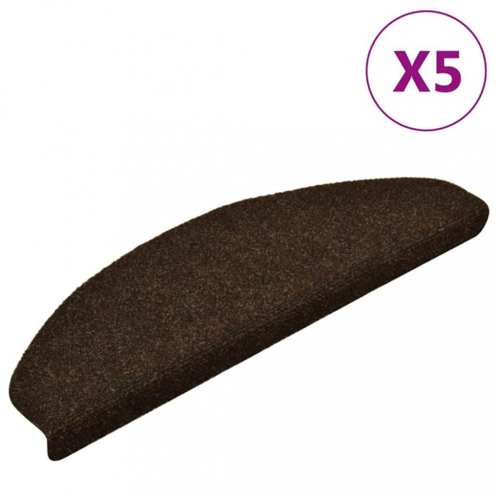 vidaXL Covorașe autoadezive pentru scări, 5 buc., 65x21x4 cm, maro, semirotunde, mari 149712