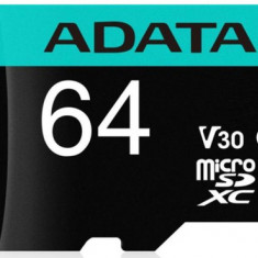 Card de Memorie MicroSD ADATA 64GB, Adaptor SD, Class 10