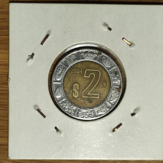 Mexic - moneda de colectie bimetal - 2 pesos 2004 in cartonas - superba !