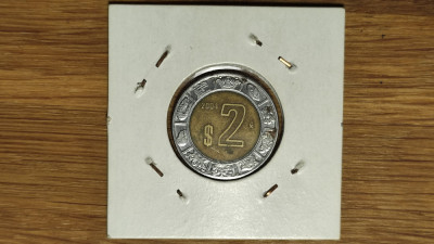 Mexic - moneda de colectie bimetal - 2 pesos 2004 in cartonas - superba ! foto